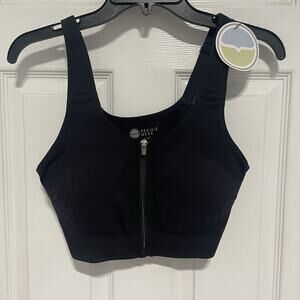 Prairie Wear HUGGER VIDA Women X-Large 42-44 Black Stretch Compression Zip Bra